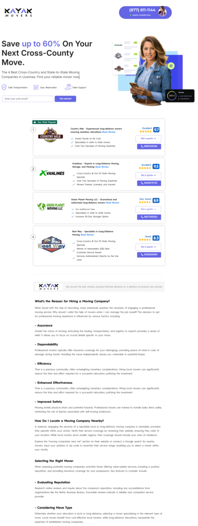 Moving Company Website Design & Development