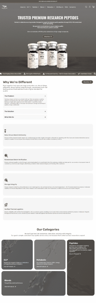 Peptides Website Design & Development Advanced Ecommerce Solution for Peptides Store