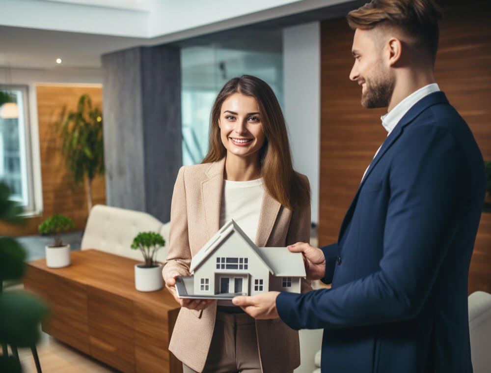 Desktop screen with professional real estate website designed for agents, brokers and property developers