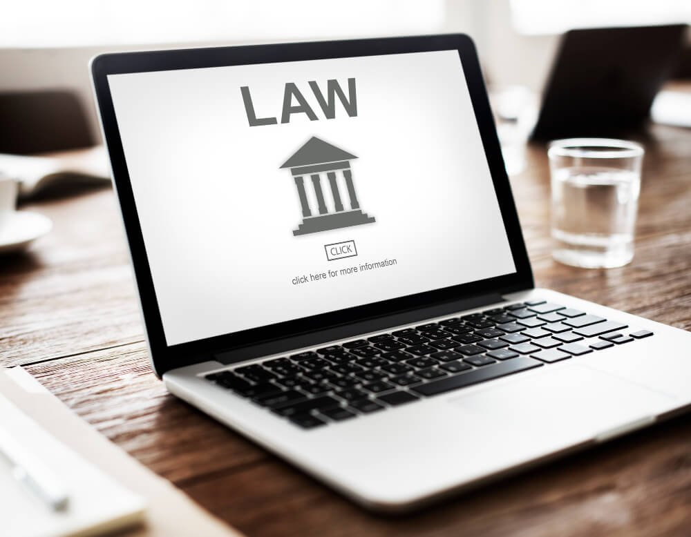 Professional law firm website designed for a desktop computer, focusing on law firm services and consultation